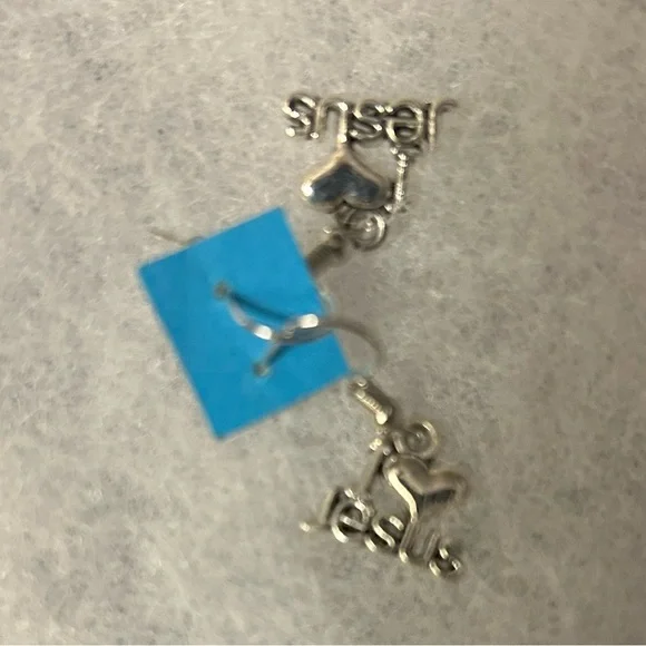 NWT earrings #god .925 sterling / stainless heavy duty I love Jesus earr… - Picture 4 of 7